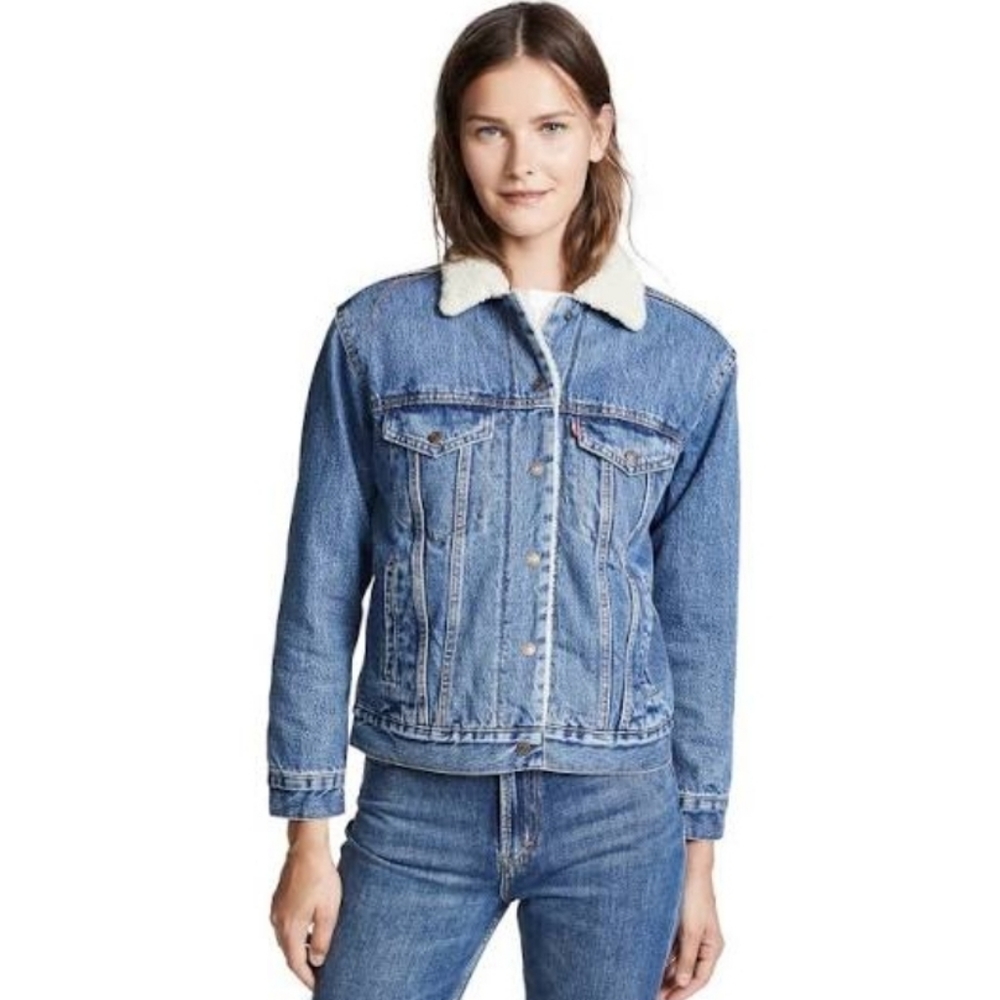 NWT Levi's Original Trucker Jacket Sherpa Lined Sz Small Blue Denim